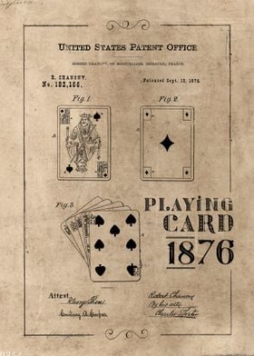 Playing card patent 1876