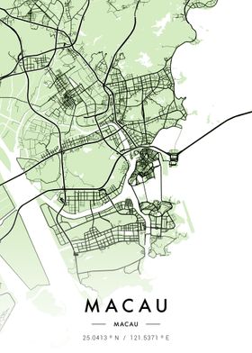 Macau City Map Green