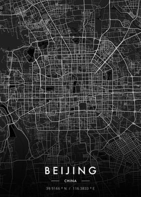 Beijing City Map Dark