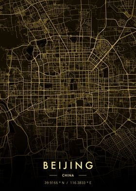 Beijing City Map Gold