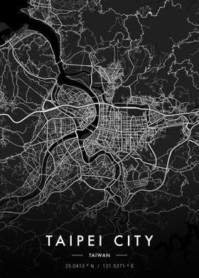 Taipei City Map Dark