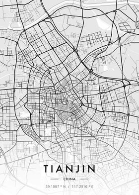 Tianjin City Map White