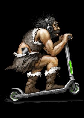 Cave Man On A Scooter