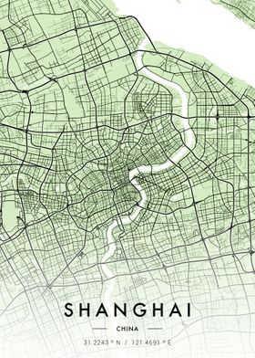 Shanghai City Map Green