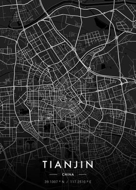 Tianjin City Map Dark