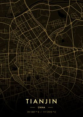 Tianjin City Map Gold