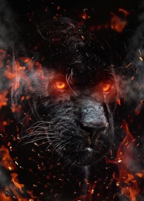 Black panther on fire art