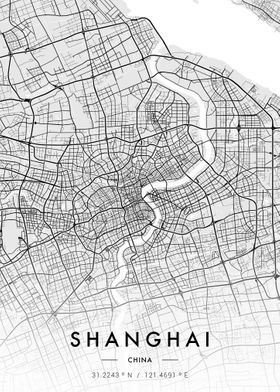 Shanghai City Map White