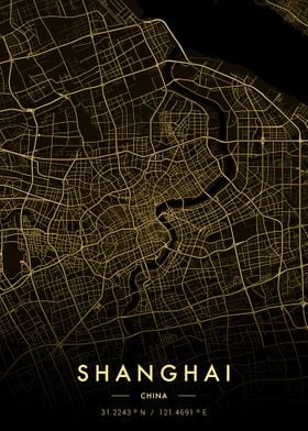 Shanghai City Map Gold