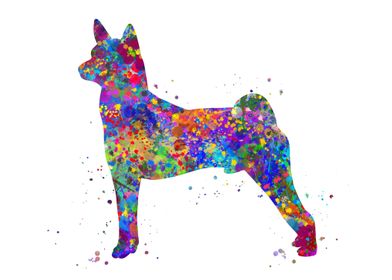 Basenji dog watercolor