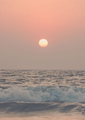 Pink beach sunset