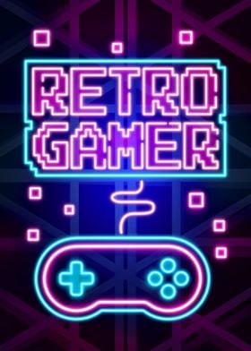 Retro Gamer Neon poster