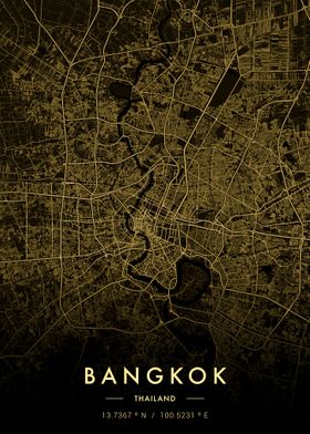 Bangkok City Map Gold