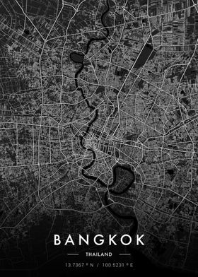 Bangkok City Map Dark