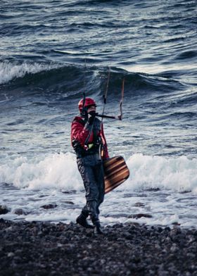 kitesurfer walking