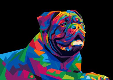 bordeaux dog with pop art 