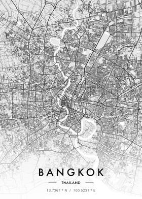 Bangkok City Map White