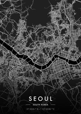 Seoul City Map Dark