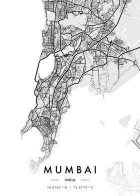 Mumbai City Map White