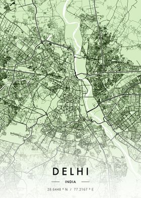 Delhi City Map Green