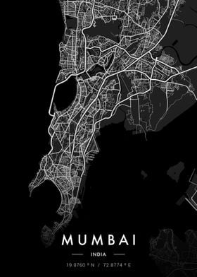 Mumbai City Map Dark