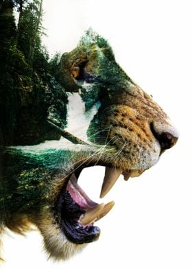 Lion Double Exposure