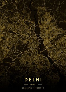 Delhi City Map Gold