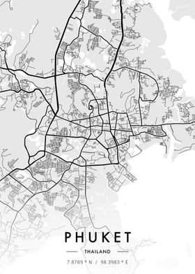 Phuket City Map White