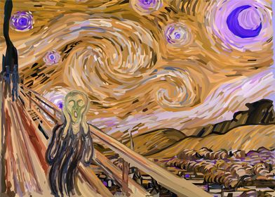 The Scream in Starry Night