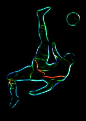 neon fractal Soccer Player