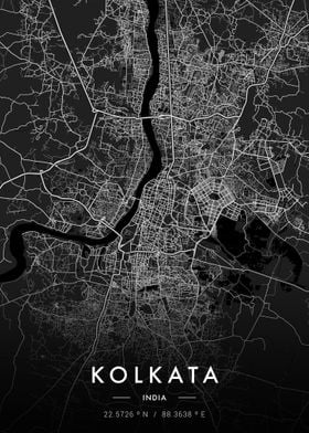 Kolkata City Map Dark