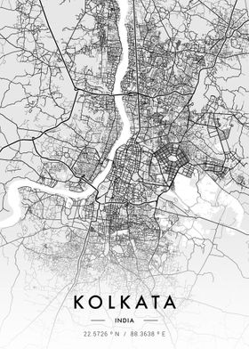 Kolkata City Map White