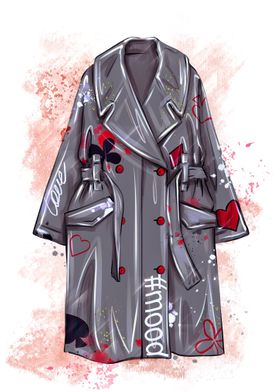 Winter fashion coat sketch