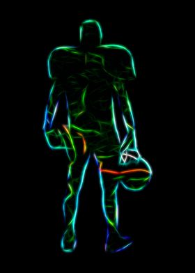 Rugby silhouette in neon