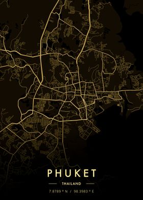 Phuket City Map Gold