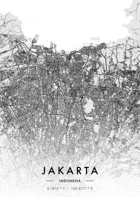 Jakarta City Map White