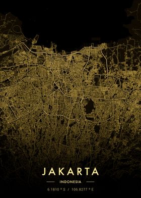 Jakarta City Map Gold