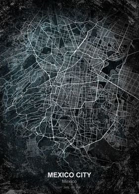mexico city chalkboard map