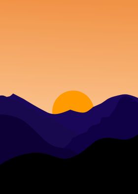 Mountain and sunset view