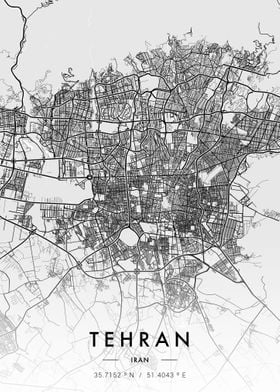 Tehran City Map White