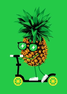 pineapple riding a scooter