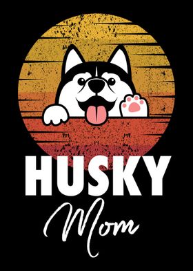 Retro Husky Mom Husky Gift