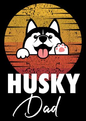 Retro Husky Dad Husky Gift