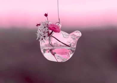 hanging bottle with flower