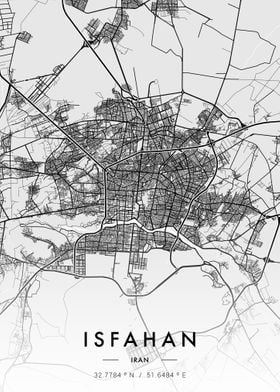 Isfahan City Map White