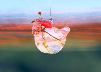 hanging bottle with flower