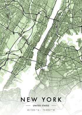 New York City Map Green