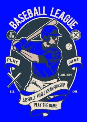 Baseball League Retro Logo