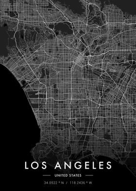 Los Angeles City Map Dark