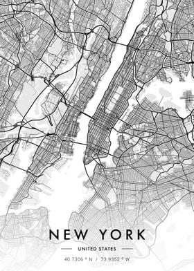 New York City Map White